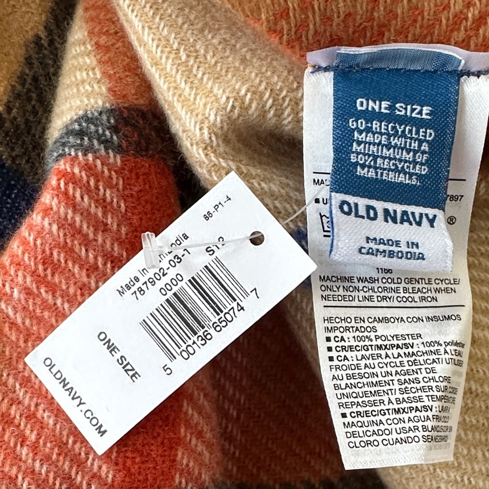 Old Navy Flannel Plaid Open Front Fringe Poncho - Picture 7 of 9